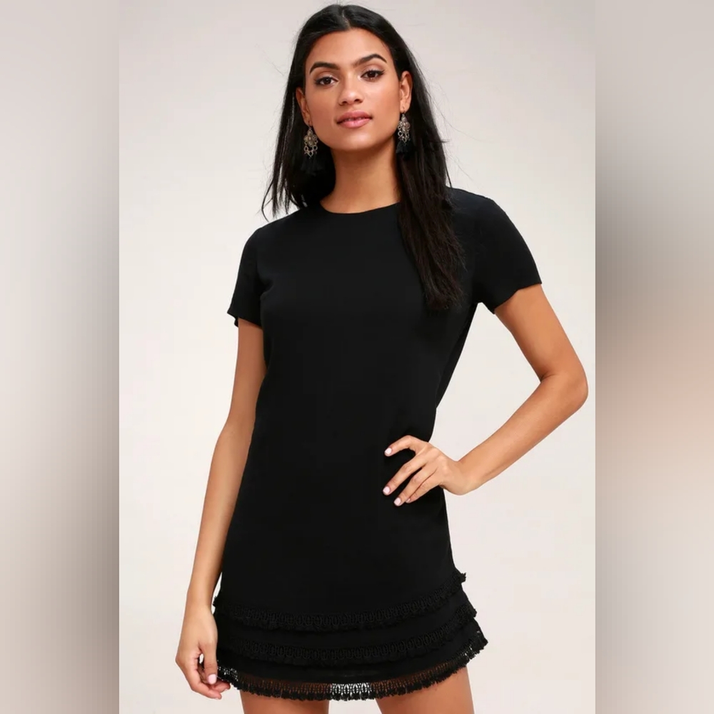 LULU'S Buenos Aires Black Chiffon Dress